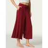 LazyCozy Womens Bamboo Viscose Capri Pajama Pants Wide Leg Casual Palazzo Pants Summer Cooling Flowy PJ Bottoms with Pockets(Wine)