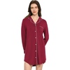 GYS Bamboo Viscose Long Sleeve Nightgowns for Women | Soft Button Down Sleepshirt, Notch Collar Sleep Dress, Moisture-Wicking Sleepwear for Hot Sleepers(Wine Red)
