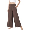 GYS Bamboo Viscose Pajama Pants for Women | Cooling for Night Sweats & Hot Sleepers, Wide Leg Flowy Palazzo Sleep Lounge Bottoms, Soft Pj Bottoms with Pockets(Brown)
