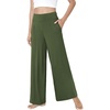 GYS Bamboo Viscose Pajama Pants for Women | Cooling for Night Sweats & Hot Sleepers, Wide Leg Flowy Palazzo Sleep Lounge Bottoms, Soft Pj Bottoms with Pockets(Army Green)