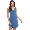 LazyCozy Bamboo Viscose Nightgowns for Women, Soft Night Shirts for Women Sleepwear, Summer Sleeveless V Neck Tank Pajama(A-prussian Blue)