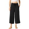 LazyCozy Womens Bamboo Viscose Capri Pajama Pants Wide Leg Casual Palazzo Pants Summer Cooling Flowy PJ Bottoms with Pockets(Black)