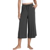 LazyCozy Womens Bamboo Viscose Capri Pajama Pants Wide Leg Casual Palazzo Pants Summer Cooling Flowy PJ Bottoms with Pockets(Black Melange)