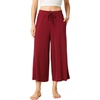 LazyCozy Womens Bamboo Viscose Capri Pajama Pants Wide Leg Casual Palazzo Pants Summer Cooling Flowy PJ Bottoms with Pockets(Wine)