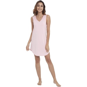 LazyCozy Bamboo Viscose Nightgowns for Women, Soft Night Shirts for Women Sleepwear, Summer Sleeveless V Neck Tank Pajama(A-pink)