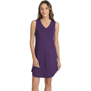 LazyCozy Bamboo Viscose Nightgowns for Women, Soft Night Shirts for Women Sleepwear, Summer Sleeveless V Neck Tank Pajama(Purple)