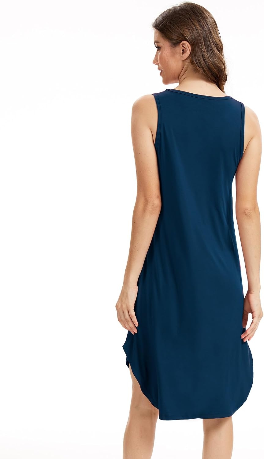 image:imageGYS Bamboo Viscose Sleeveless Nightgowns for Women Ink Blue XXLarge Plus Lightweight Comfy Night Dress Pajamas Summer Cooling Moisture Wicking Sleep Shirt for Hot Sleeper Soft Tank Night Sweats