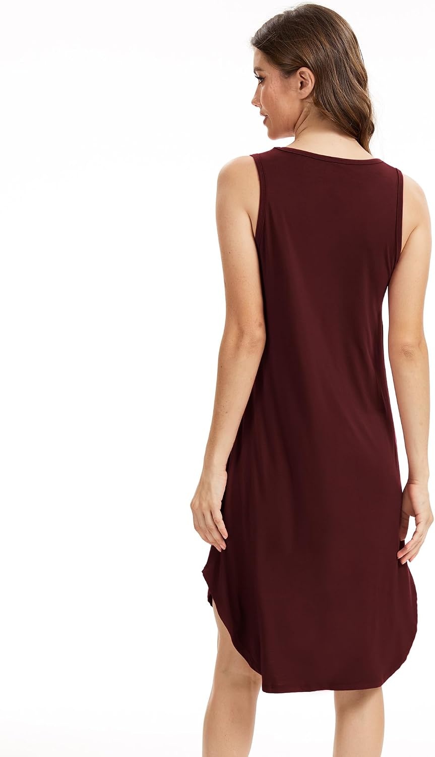 image:imageGYS Womens Bamboo Viscose Sleeveless Nightgowns Ficus Red XXLarge Plus Lightweight Comfy Night Dress Pajamas Summer Cooling Moisture Wicking Sleep Shirt for Hot Sleeper Soft Tank Night Sweats