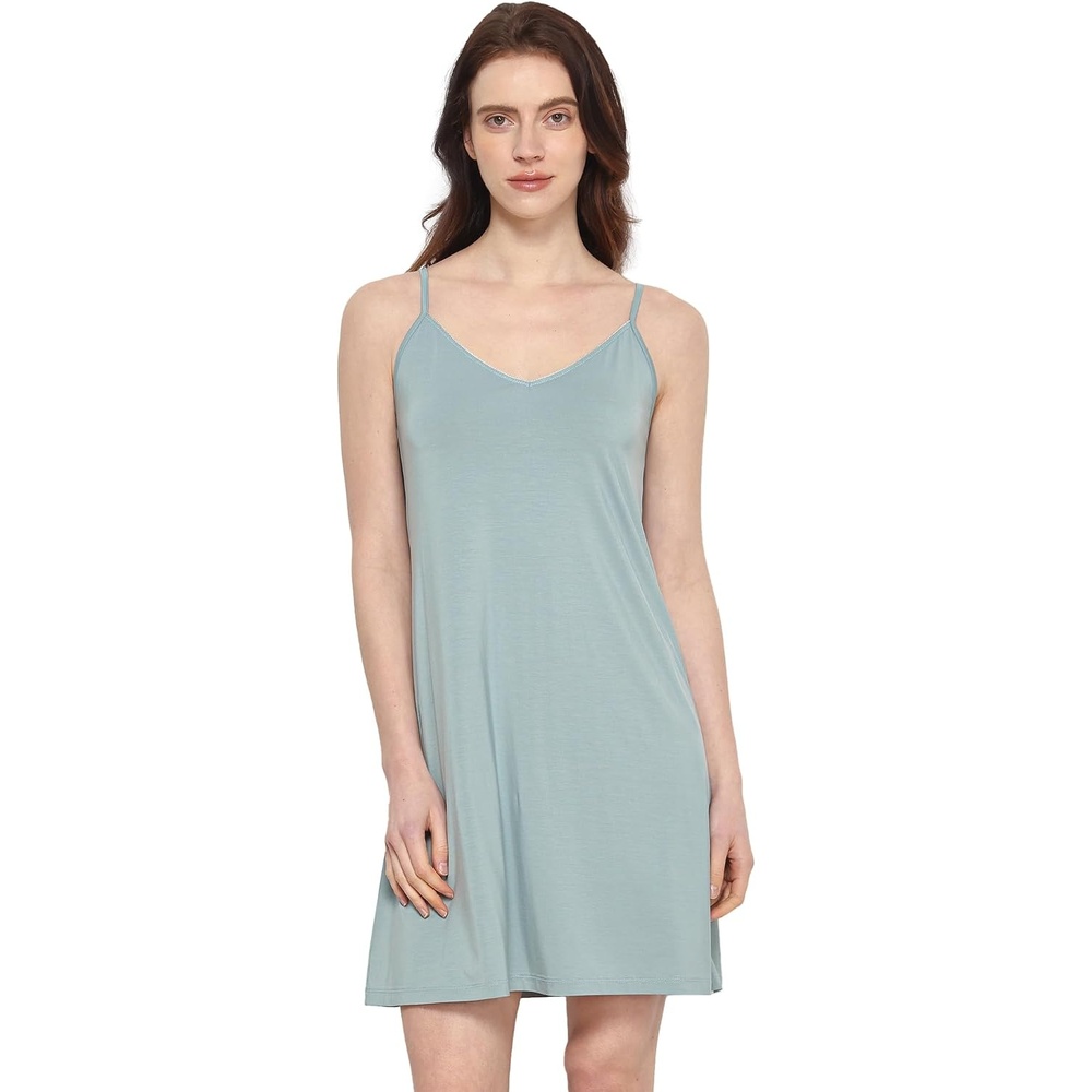 image:imageGYS Bamboo Viscose Sleeveless Nightgowns for Women Cooling Slip Dress for Hot Sleepers Adjustable Spaghetti Strap Night Shirts MoistureWicking Soft SleepdressLight Greyish Green