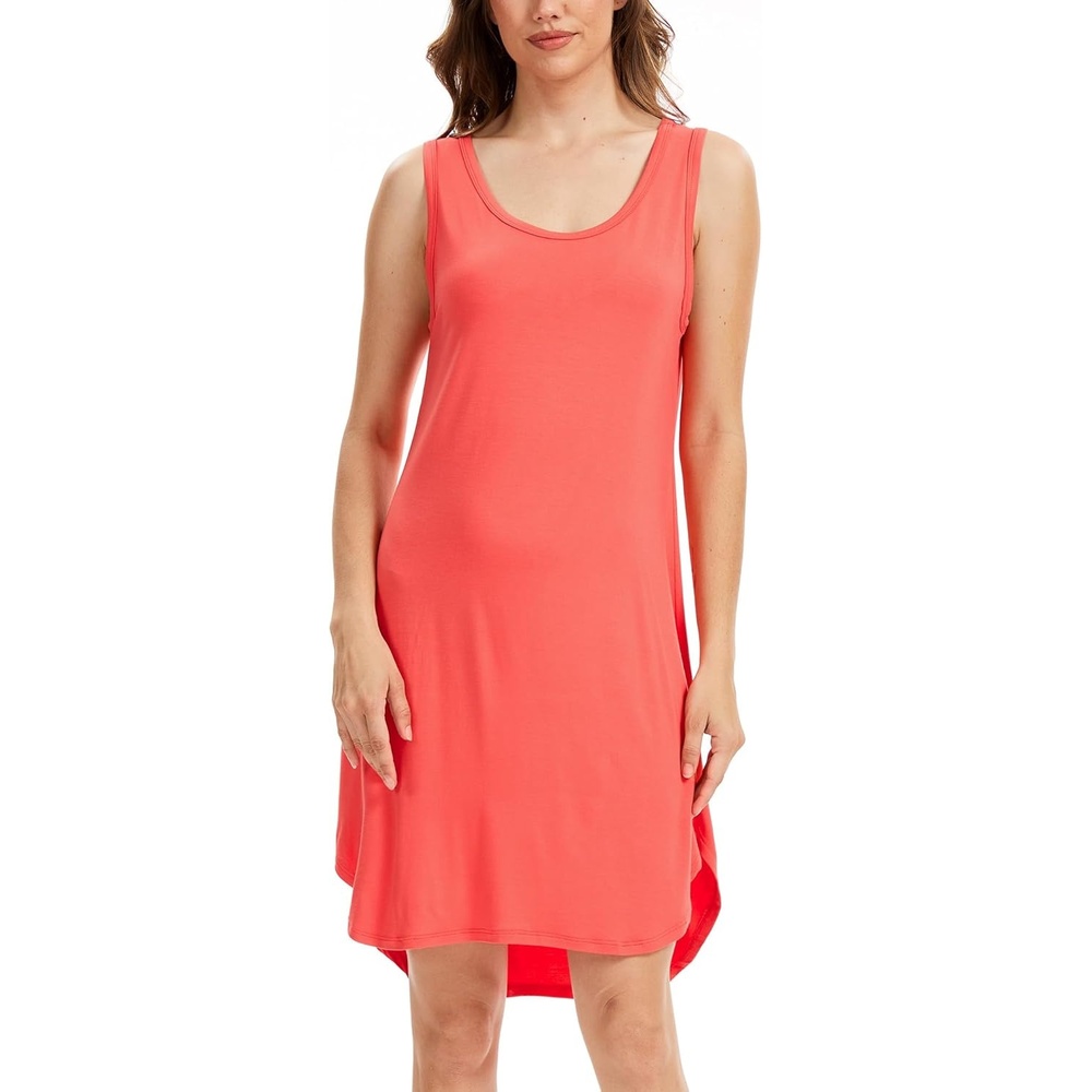image:imageGYS Bamboo Viscose Sleeveless Nightgowns for Women Peach Pink Medium Lightweight Comfy Night Dress Pajamas Summer Cooling Moisture Wicking Sleep Shirt for Hot Sleeper Soft Tank Night Sweats