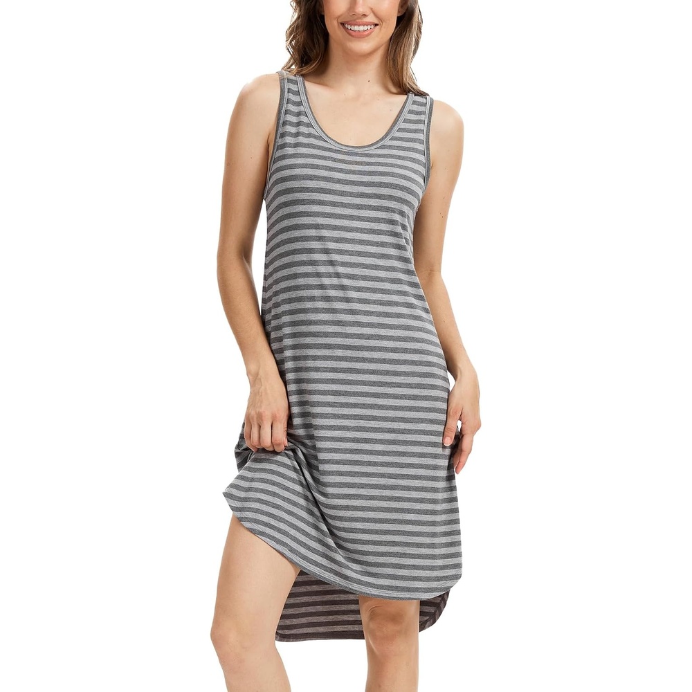 image:imageGYS Bamboo Viscose Sleeveless Nightgowns for Women Stripe XLarge Lightweight Comfy Night Dress Pajamas Summer Cooling Moisture Wicking Sleep Shirt for Hot Sleeper Soft Tank Night Sweats