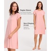 GYS Bamboo Viscose Nightgowns for Women Short Sleeve Sleep Shirts Crew Neck Sleepwear Soft Ladies Pajama Dress(Dusky Pink)