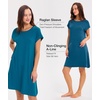 GYS Bamboo Viscose Nightgowns for Women Short Sleeve Sleep Shirts Crew Neck Sleepwear Soft Ladies Pajama Dress(Teal Blue)