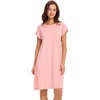GYS Bamboo Viscose Nightgowns for Women Short Sleeve Sleep Shirts Crew Neck Sleepwear Soft Ladies Pajama Dress(Dusky Pink)