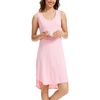 GYS Women’s Bamboo Viscose Nightgowns, Pink White Stripe, 4X-Large Plus | Sleeveless Lightweight Comfy Night Dress Pajamas, Summer Cooling Moisture Wicking Sleep Shirt for Hot Sleeper, Night Sweats