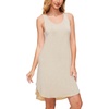 GYS Women’s Bamboo Viscose Tank Nightgowns, Heather Beige, XX-Large Plus | Sleeveless Lightweight Comfy Night Dress Pajamas, Summer Cooling Moisture Wicking Sleep Shirt for Hot Sleeper, Night Sweats