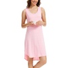 GYS Women’s Bamboo Viscose Tank Nightgowns, Pink White Stripe, X-Large | Sleeveless Lightweight Comfy Night Dress Pajamas, Summer Cooling Moisture Wicking Sleep Shirt for Hot Sleeper, Night Sweats