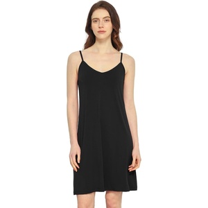 GYS Bamboo Viscose Sleeveless Nightgowns for Women | Cooling Slip Dress for Hot Sleepers, Adjustable Spaghetti Strap Night Shirts, Moisture-Wicking, Soft Sleepdress(Black)