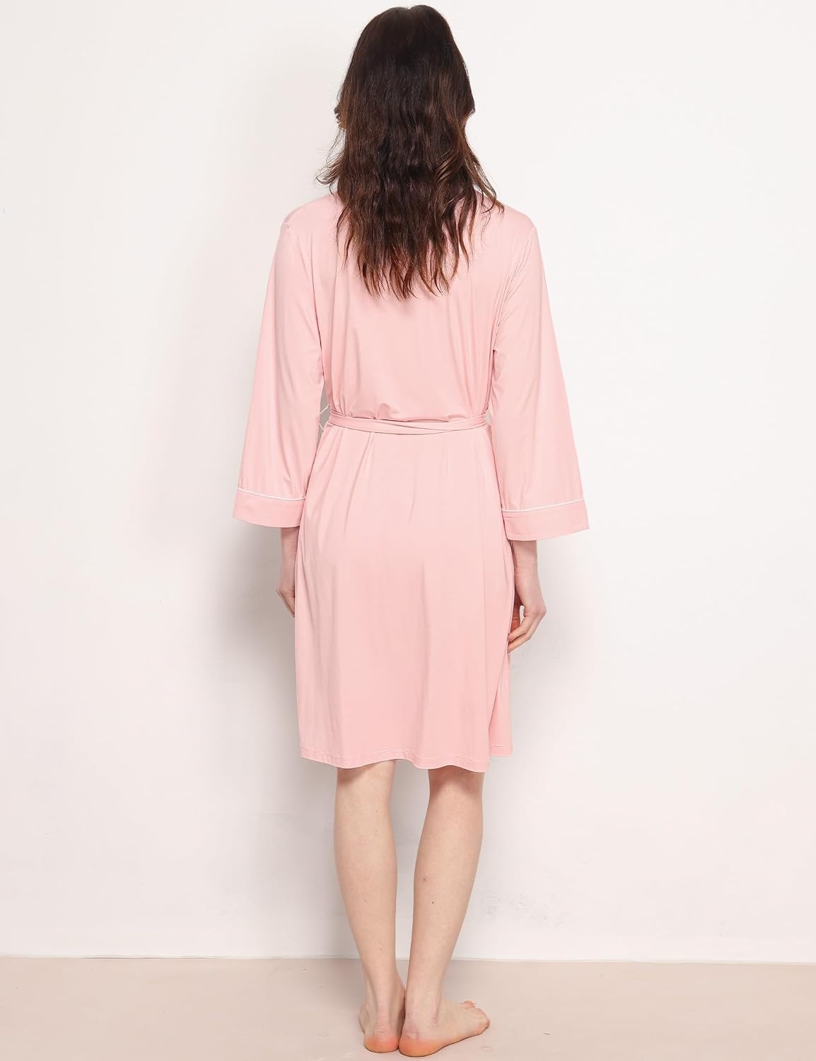 image:imageGYS Bamboo Viscose Robes for Women with Pockets Long Sleeve Knit Kimono Bathrobe ButterySoft MoistureWicking for Night Sweats Knee LengthPink