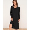 GYS Bamboo Viscose Nightgowns for Women, Long Sleeve V-Neck Night Shirt | Long Nightshirt for Hot Sleepers, Knee-Length Pajama Dress, Ultra-Soft Comfy Sleepshirt(Black)