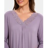 GYS Bamboo Viscose Nightgowns for Women, Long Sleeve V-Neck Night Shirt | Long Nightshirt for Hot Sleepers, Knee-Length Pajama Dress, Ultra-Soft Comfy Sleepshirt(Violet)