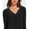 GYS Bamboo Viscose Nightgowns for Women, Long Sleeve V-Neck Night Shirt | Long Nightshirt for Hot Sleepers, Knee-Length Pajama Dress, Ultra-Soft Comfy Sleepshirt(Black)
