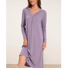 GYS Bamboo Viscose Nightgowns for Women, Long Sleeve V-Neck Night Shirt | Long Nightshirt for Hot Sleepers, Knee-Length Pajama Dress, Ultra-Soft Comfy Sleepshirt(Violet)