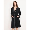 GYS Bamboo Viscose Robes for Women with Pockets | Long Sleeve Knit Kimono Bathrobe, Buttery-Soft, Moisture-Wicking for Night Sweats, Knee Length(Black)