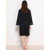 GYS Bamboo Viscose Robes for Women with Pockets | Long Sleeve Knit Kimono Bathrobe, Buttery-Soft, Moisture-Wicking for Night Sweats, Knee Length(Black)