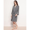 GYS Bamboo Viscose Robes for Women with Pockets | Long Sleeve Knit Kimono Bathrobe, Buttery-Soft, Moisture-Wicking for Night Sweats, Knee Length(Dark Heather Grey)