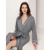GYS Bamboo Viscose Robes for Women with Pockets | Long Sleeve Knit Kimono Bathrobe, Buttery-Soft, Moisture-Wicking for Night Sweats, Knee Length(Dark Heather Grey)