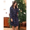 GYS Bamboo Viscose Robes for Women with Pockets | Long Sleeve Knit Kimono Bathrobe, Buttery-Soft, Moisture-Wicking for Night Sweats, Knee Length(Navy Christmas Puppy)