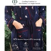 GYS Bamboo Viscose Robes for Women with Pockets | Long Sleeve Knit Kimono Bathrobe, Buttery-Soft, Moisture-Wicking for Night Sweats, Knee Length(Navy Christmas Puppy)