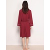 GYS Bamboo Viscose Robes for Women with Pockets | Long Sleeve Knit Kimono Bathrobe, Buttery-Soft, Moisture-Wicking for Night Sweats, Knee Length(Wine Red)