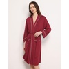 GYS Bamboo Viscose Robes for Women with Pockets | Long Sleeve Knit Kimono Bathrobe, Buttery-Soft, Moisture-Wicking for Night Sweats, Knee Length(Wine Red)