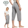 GYS Bamboo Viscose Women’s Pajama Pants, Ultra-Soft Capris with Pockets | Summer Cooling PJ Bottoms, Moisture-Wicking Sleep Bottoms, Comfy, Lightweight, Stretchy Lounge Pants(Heather Grey)