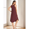 GYS Women’s Bamboo Viscose Pleated Tank Nightgown | Cooling & moisture wicking, Lightweight, for hot sleepers, Sleeveless, Stretch soft, Comfortable & breathable(Ficus Red)