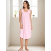 GYS Women’s Bamboo Viscose Pleated Tank Nightgown | Cooling & moisture wicking, Lightweight, for hot sleepers, Sleeveless, Stretch soft, Comfortable & breathable(Pink)