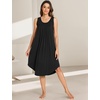 GYS Women’s Bamboo Viscose Pleated Tank Nightgown | Cooling & moisture wicking, Lightweight, for hot sleepers, Sleeveless, Stretch soft, Comfortable & breathable(Black)