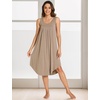 GYS Women’s Bamboo Viscose Pleated Tank Nightgown | Cooling & moisture wicking, Lightweight, for hot sleepers, Sleeveless, Stretch soft, Comfortable & breathable(Camel)