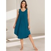 GYS Women’s Bamboo Viscose Pleated Tank Nightgown | Cooling & moisture wicking, Lightweight, for hot sleepers, Sleeveless, Stretch soft, Comfortable & breathable(Peacock Blue)