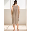 GYS Women’s Bamboo Viscose Pleated Tank Nightgown | Cooling & moisture wicking, Lightweight, for hot sleepers, Sleeveless, Stretch soft, Comfortable & breathable(Camel)