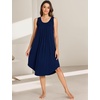 GYS Women’s Bamboo Viscose Pleated Tank Nightgown | Cooling & moisture wicking, Lightweight, for hot sleepers, Sleeveless, Stretch soft, Comfortable & breathable(Navy)