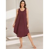 GYS Women’s Bamboo Viscose Pleated Tank Nightgown | Cooling & moisture wicking, Lightweight, for hot sleepers, Sleeveless, Stretch soft, Comfortable & breathable(Ficus Red)
