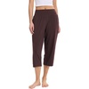 GYS Bamboo Viscose Women’s Pajama Pants, Ultra-Soft Capris with Pockets | Summer Cooling PJ Bottoms, Moisture-Wicking Sleep Bottoms, Comfy, Lightweight, Stretchy Lounge Pants(Dark Brown)