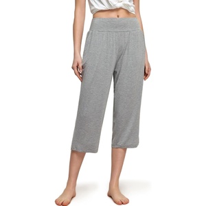GYS Bamboo Viscose Women’s Pajama Pants, Ultra-Soft Capris with Pockets | Summer Cooling PJ Bottoms, Moisture-Wicking Sleep Bottoms, Comfy, Lightweight, Stretchy Lounge Pants(Heather Grey)