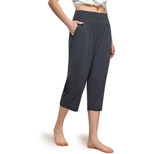 GYS Bamboo Viscose Women’s Pajama Pants, Ultra-Soft Capris with Pockets | Summer Cooling PJ Bottoms, Moisture-Wicking Sleep Bottoms, Comfy, Lightweight, Stretchy Lounge Pants(Midnight Blue)