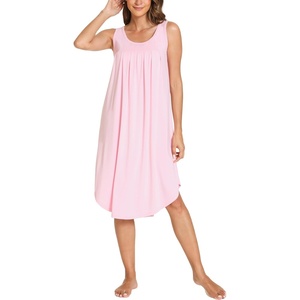 GYS Women’s Bamboo Viscose Pleated Tank Nightgown | Cooling & moisture wicking, Lightweight, for hot sleepers, Sleeveless, Stretch soft, Comfortable & breathable(Pink)