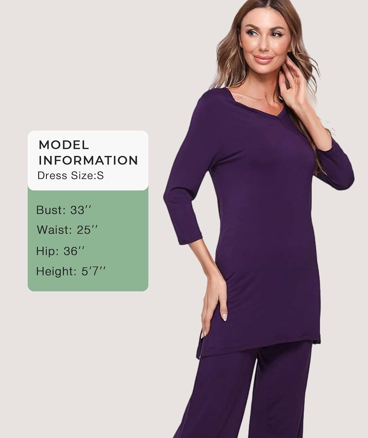 image:imageGYS Bamboo Viscose Capri Pajamas for Women Set Soft 34 Sleeve Sleepwear Long Tops and Capri Pants Set MoistureWicking PJs Set for Night Sweats Hot Sleepers Comfy Stretchy LoungewearPurple