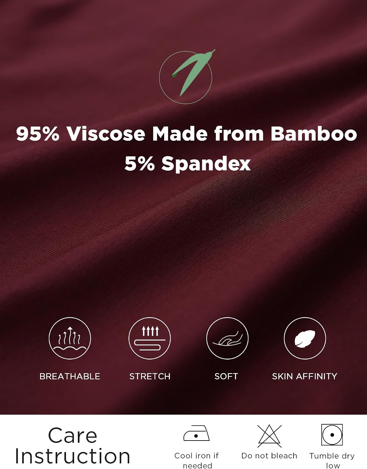 image:imageGYS Bamboo Viscose Womens Pajama Tops Lightweight Cooling Basic TShirt MoistureWicking Tees Crew Neck Lounge Top Soft Short Sleeve Sleep Shirts Comfy Stretchy PJ TopsWine
